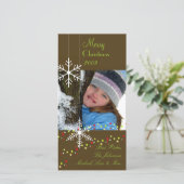 Snowflakes ~ donkere chocolade, groene kerst feestdagenkaart (Staand voorkant)