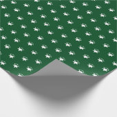 Snowflakes Donkergroene witte sterren WinterFeestd Cadeaupapier (Hoek)