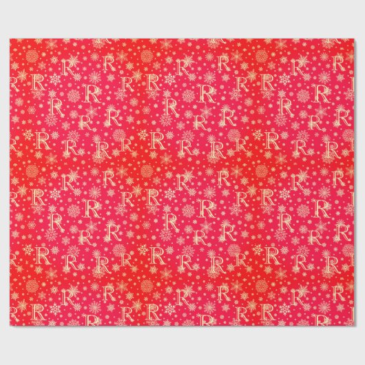 Snowflakes douane-initiaal voor uw cadeauontvanger cadeaupapier (Vlak)