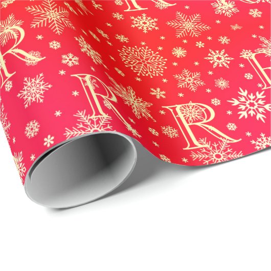 Snowflakes douane-initiaal voor uw cadeauontvanger cadeaupapier (Rol Hoek)