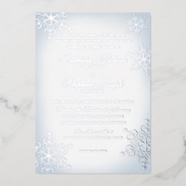 Snowflakes Dusty Blue Wedding Silver Folie Uitnodiging