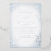 Snowflakes Dusty Blue Wedding Silver Folie Uitnodiging (Voorkant)