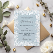 Snowflakes dusty blue winter wedding kaart
