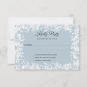 Snowflakes dusty blue winter wedding RSVP (Voorkant)