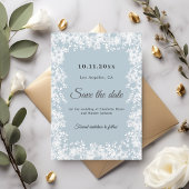 Snowflakes dusty blue winter wedding save the date