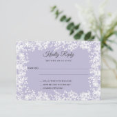 Snowflakes dusty lavender winter wedding RSVP (Staand voorkant)