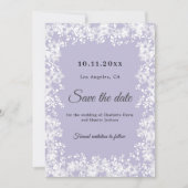 Snowflakes dusty lavender winter wedding save the date (Voorkant)