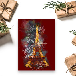 Snowflakes Eiffel Tower Paris Winterkerst Feestdagen Kaart