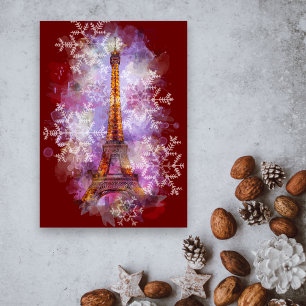 Snowflakes Eiffel Tower Paris Winterkerst Feestdagen Kaart