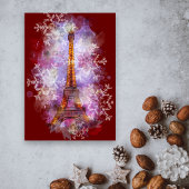 Snowflakes Eiffel Tower Paris Winterkerst Feestdagen Kaart