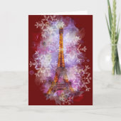Snowflakes Eiffel Tower Paris Winterkerst Feestdagen Kaart (Voorkant)