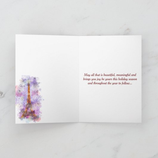 Snowflakes Eiffel Tower Paris Winterkerst Feestdagen Kaart (Binnen)