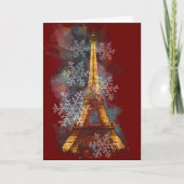 Snowflakes Eiffel Tower Paris Winterkerst Feestdagen Kaart (Voorkant)