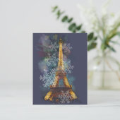 Snowflakes Eiffel Tower Paris Winterkerst Feestdagenkaart (Staand voorkant)