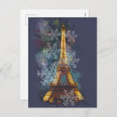 Snowflakes Eiffel Tower Paris Winterkerst Feestdagenkaart (Voorkant / Achterkant)