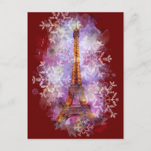Snowflakes Eiffel Tower Paris Winterkerst Feestdagenkaart