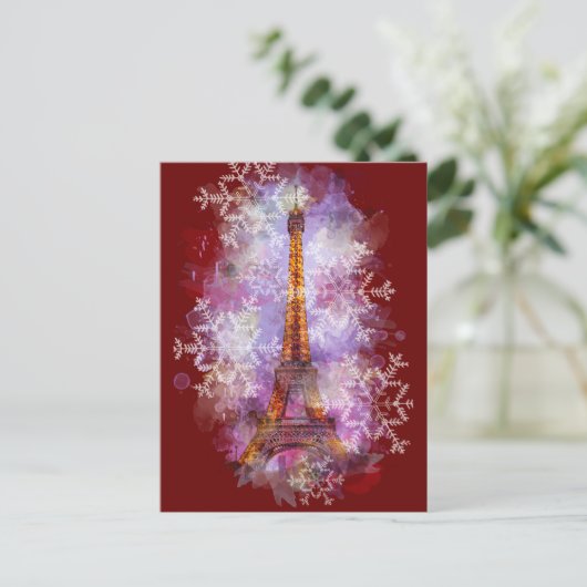 Snowflakes Eiffel Tower Paris Winterkerst Feestdagenkaart (Staand voorkant)