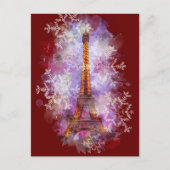 Snowflakes Eiffel Tower Paris Winterkerst Feestdagenkaart (Voorkant)