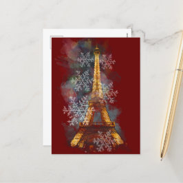 Snowflakes Eiffel Tower Paris Winterkerst Feestdagenkaart