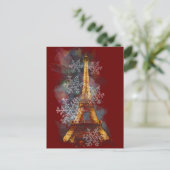 Snowflakes Eiffel Tower Paris Winterkerst Feestdagenkaart (Staand voorkant)