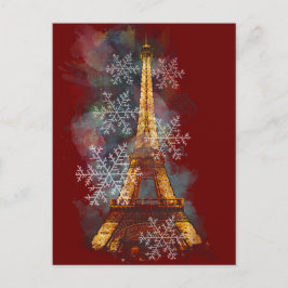 Snowflakes Eiffel Tower Paris Winterkerst Feestdagenkaart