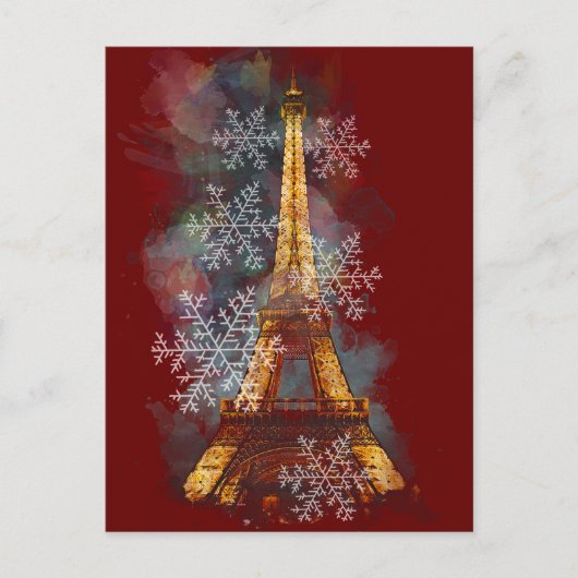 Snowflakes Eiffel Tower Paris Winterkerst Feestdagenkaart (Voorkant)