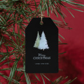 Snowflakes Elegant Black Pine Tree Christmas Cadeaulabel