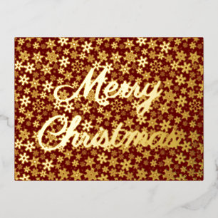 Snowflakes, elegant script bogundy folie feestdagen briefkaart
