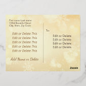 Snowflakes, elegant script bogundy folie feestdagen briefkaart (Achterkant)