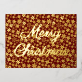 Snowflakes, elegant script bogundy folie feestdagen briefkaart (Voorkant)