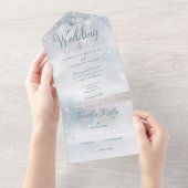 Snowflakes Elegant Script Winter Weddenschap All In One Uitnodiging (Afscheurbaar)