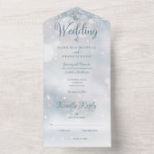 Snowflakes Elegant Script Winter Weddenschap All In One Uitnodiging (Binnen)