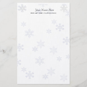 Snowflakes Elegant White Stationery Linen Paper Briefpapier