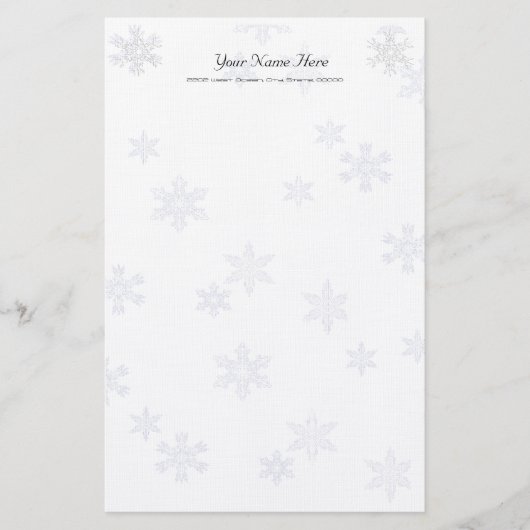 Snowflakes Elegant White Stationery Linen Paper Briefpapier (Voorkant)