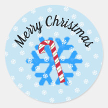 Snowflakes en Candy Cane Classic Round Sticker