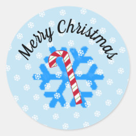 Snowflakes en Candy Cane Classic Round Sticker