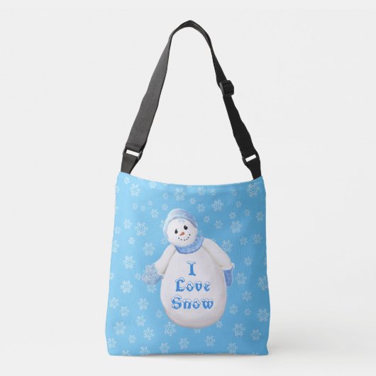 Snowflakes en Cute Snowman Winter Crossbody Tas (Voorkant)