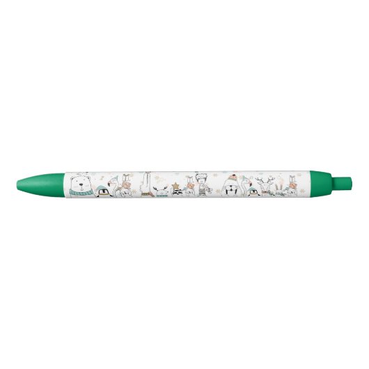 Snowflakes en feestdieren zwarte inkt pen (Voorkant)