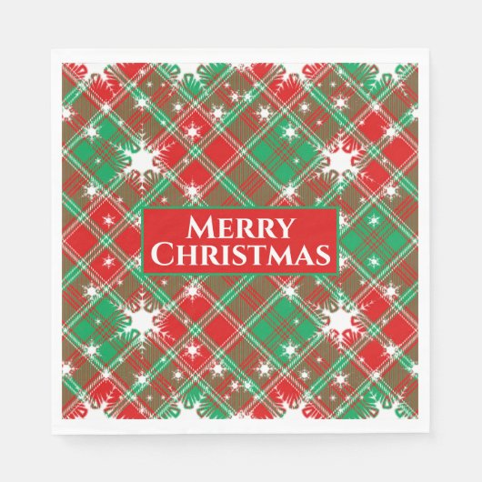 Snowflakes en geplatte rode, groene en witte kerst servet (Voorkant)