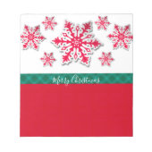 Snowflakes en groen geplakt lint notitieblok (Voorkant)