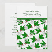 Snowflakes en Holly Party-uitnodigingen Kaart (Voorkant / Achterkant)