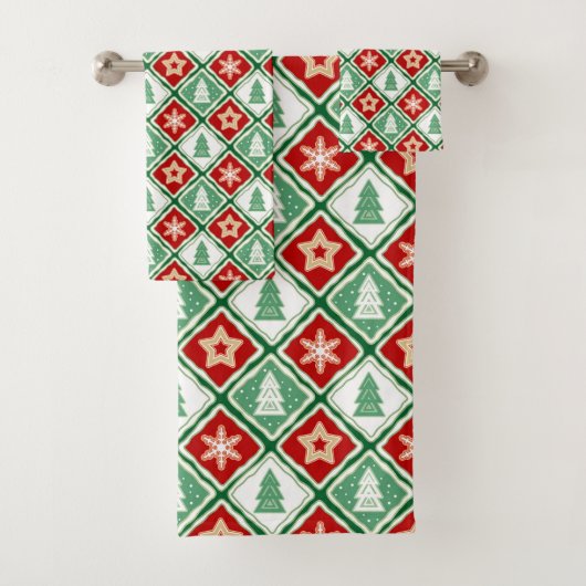 Snowflakes en kerstbomen Napkins Bad Handdoek (Insitu)
