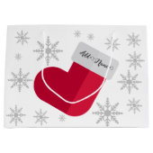 Snowflakes en kerststouwen Naam toevoegen Groot Cadeauzakje (Voorkant)