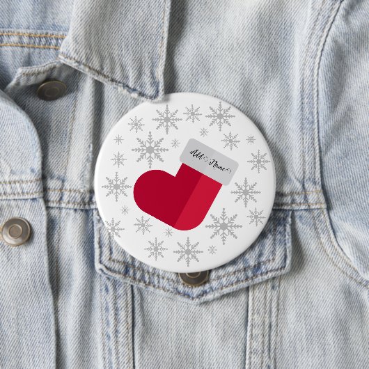 Snowflakes en kerststouwen Naam toevoegen Ronde Button 4,0 Cm (In situ)