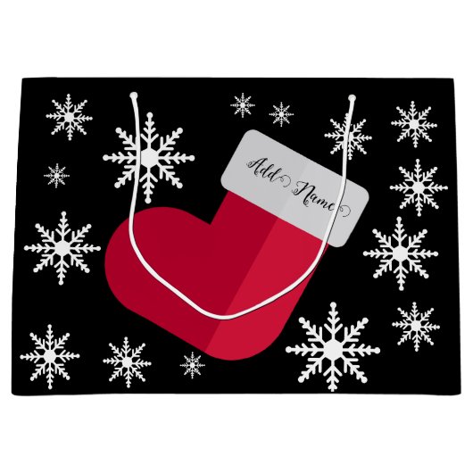Snowflakes en kerststouwen Voeg grote G toe Groot Cadeauzakje (Voorkant)