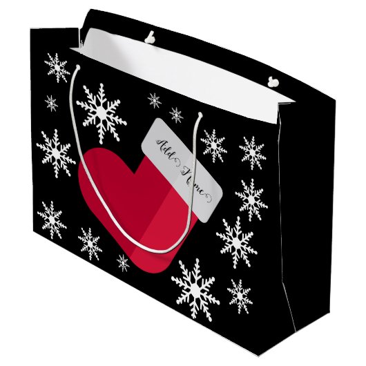 Snowflakes en kerststouwen Voeg grote G toe Groot Cadeauzakje (Achterkant Gekanteld)