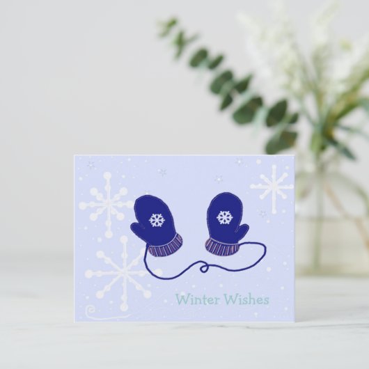 Snowflakes en Mittens Briefkaart (Staand voorkant)