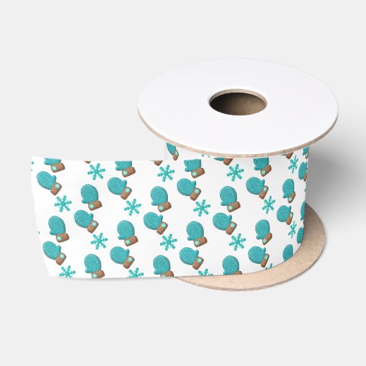 Snowflakes en Mittens Satijnen Lint (Spoel)