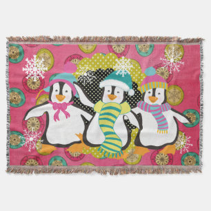 Snowflakes en Orbs Penguins Holiday Throw Deken