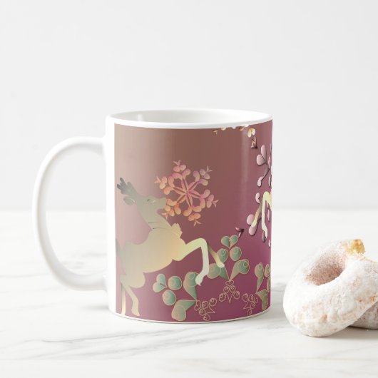 Snowflakes en rendieren koffiemok (Met donut)